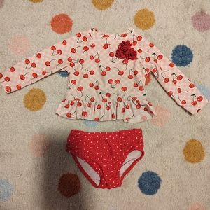 2 piece cherry rash guard swimsuit